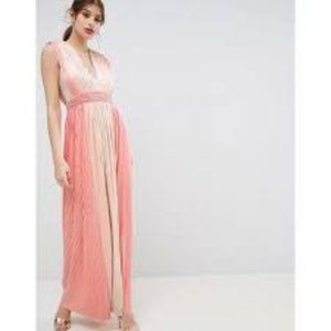 ASOS Pastel Stripe Pleated Maxi Dress